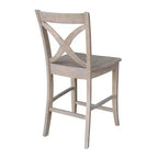 Tabouret de bar hauteur comptoir Vinyard 24 po gris délavé/taupe - International Concepts : bois massif, dossier en X