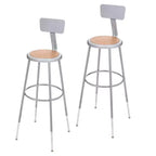 2pk 32"-39" Adjustable Heavy Duty Steel Barstool with Backrest Gray - Hampden Furnishings