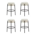 Nathan James Set of 4 Isaac Backless Counter Height Barstools White Boucle