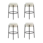 Nathan James Set of 4 Isaac Backless Counter Height Barstools White Boucle