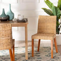 bali & pari Rowen Rattan and Mahogany Wood Dining Chair Light Honey/Honey