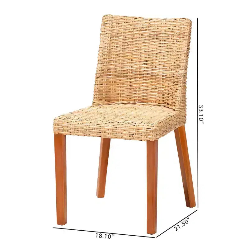 Chaise de salle à manger bali & pari Rowen en rotin et bois d'acajou miel clair/miel
