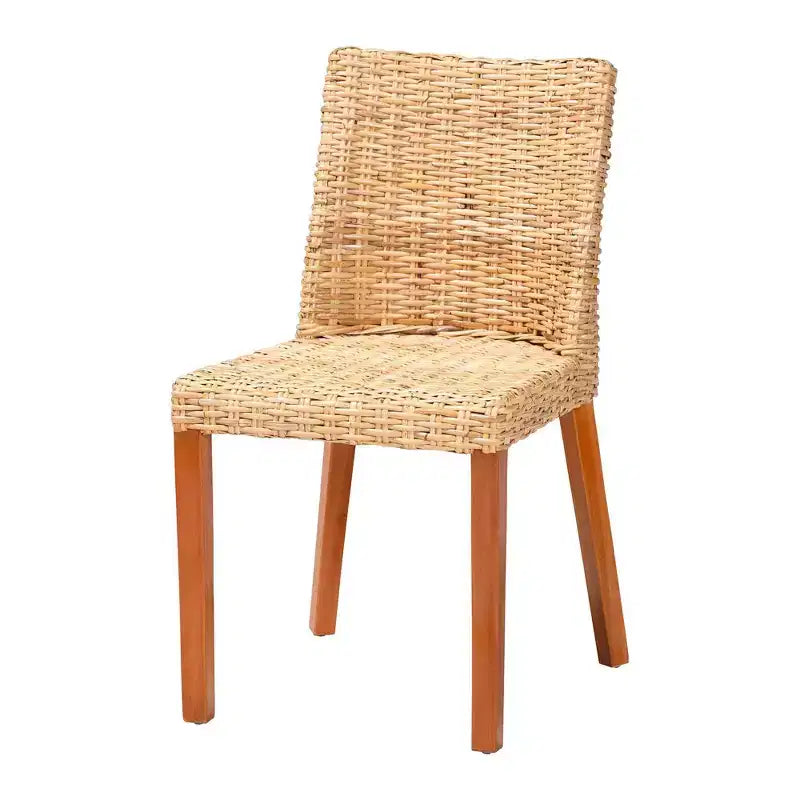 Chaise de salle à manger bali & pari Rowen en rotin et bois d'acajou miel clair/miel