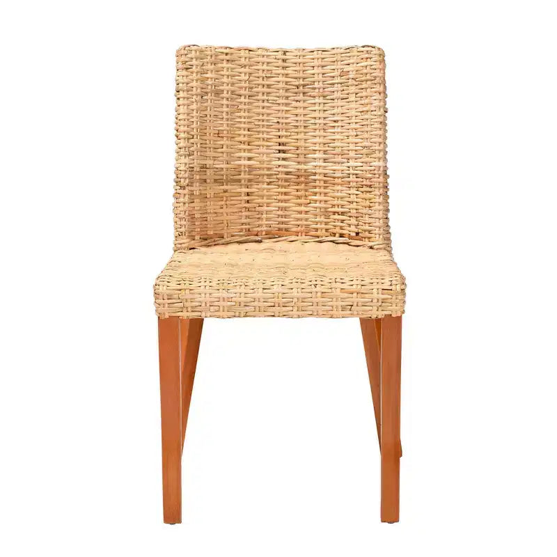Chaise de salle à manger bali & pari Rowen en rotin et bois d'acajou miel clair/miel