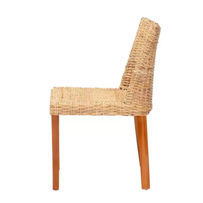 Chaise de salle à manger bali & pari Rowen en rotin et bois d'acajou miel clair/miel