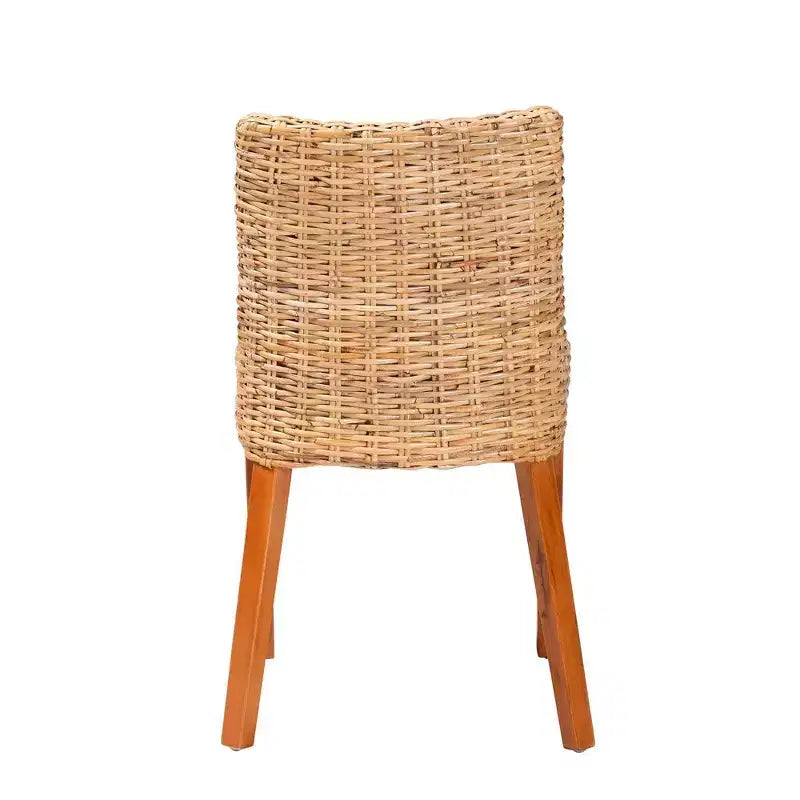 Chaise de salle à manger bali & pari Rowen en rotin et bois d'acajou miel clair/miel
