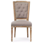 Chaise de salle à manger Estelle Chic Rustique style campagnard français : Chêne massif, détails en lin - Baxton Studio