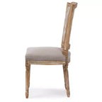 Chaise de salle à manger Estelle Chic Rustique style campagnard français : Chêne massif, détails en lin - Baxton Studio