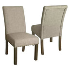 Lot de 2 chaises de salle à manger Michele en lin avec garniture cloutée - HomePop