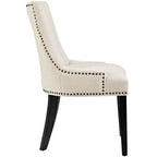 Lot de 2 chaises de salle à manger Marquis en tissu beige - Modway : Dossier sablier, clous décoratifs, pieds en bois