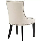 Lot de 2 chaises de salle à manger Marquis en tissu beige - Modway : Dossier sablier, clous décoratifs, pieds en bois