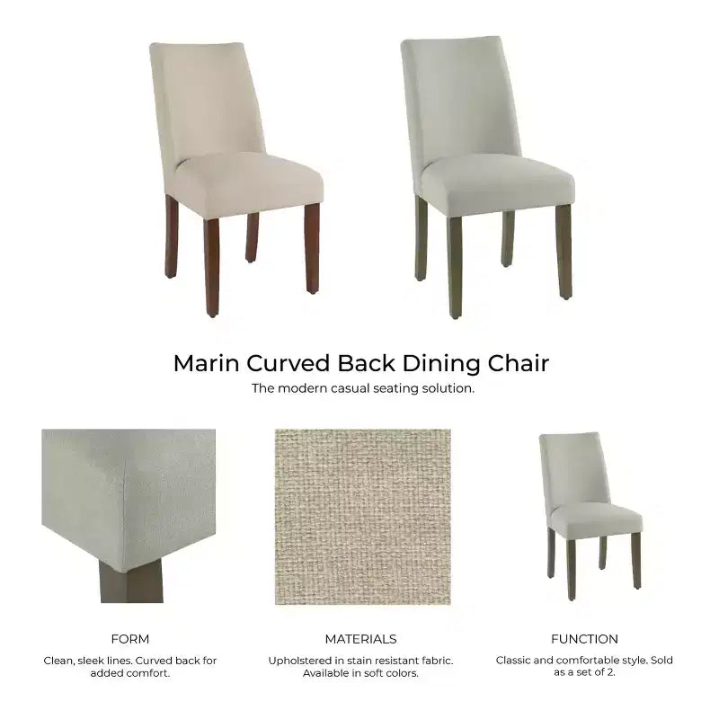 Chaise de salle à manger Marin à dossier incurvé en lin texturé antitache - HomePop