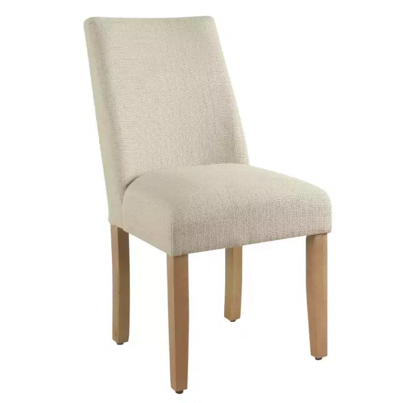 Chaise de salle à manger Marin à dossier incurvé en lin texturé antitache - HomePop