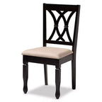Lot de 4 chaises de salle à manger Reneau en bois finition marron - Baxton Studio : Structure en hévéa, assise en polyester, rembourrage en mousse