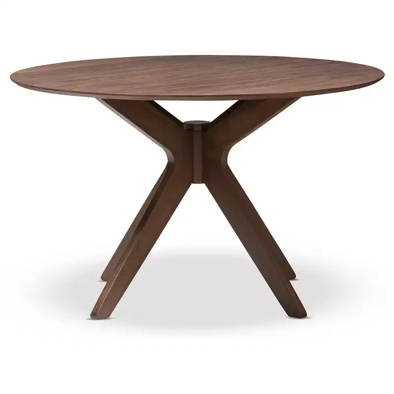 Table à manger ronde Monte Mid-Century Modern Wood Finish 47 pouces – Marron « Noyer » – Baxton Studio