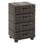 Wood Stacked Side Chest Dark Java - Olivia & May: Rubberwood Frame, No Assembly Required, 4-Drawer Dresser