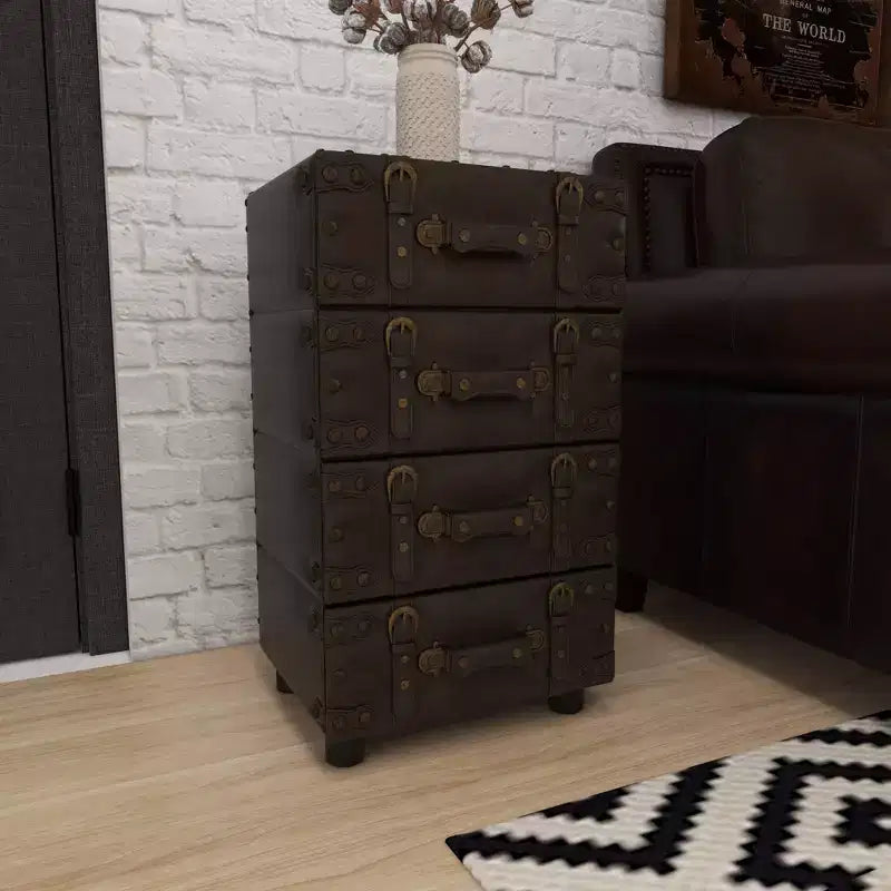 Commode latérale en bois empilé Java foncé – Olivia & May : cadre en bois d'hévéa, aucun assemblage requis, commode à 4 tiroirs