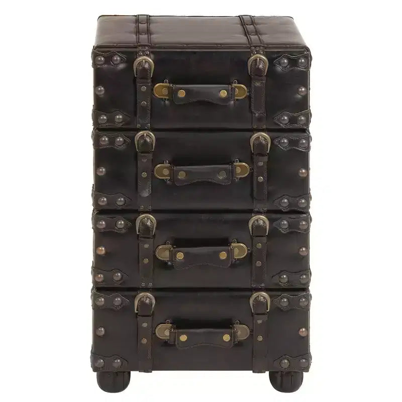 Commode latérale en bois empilé Java foncé – Olivia & May : cadre en bois d'hévéa, aucun assemblage requis, commode à 4 tiroirs