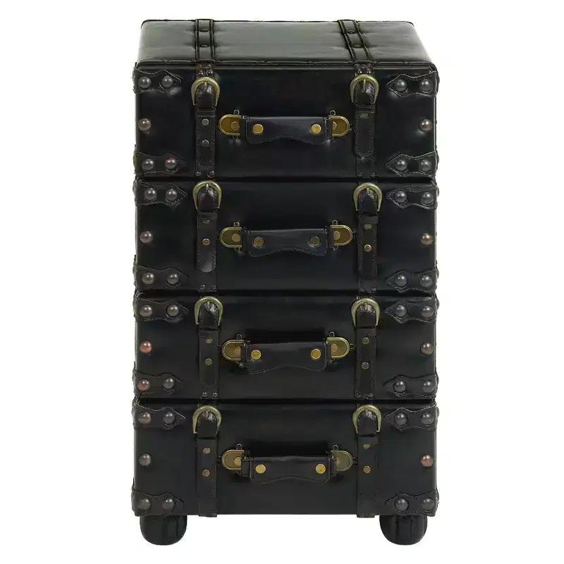 Commode latérale en bois empilé Java foncé – Olivia & May : cadre en bois d'hévéa, aucun assemblage requis, commode à 4 tiroirs