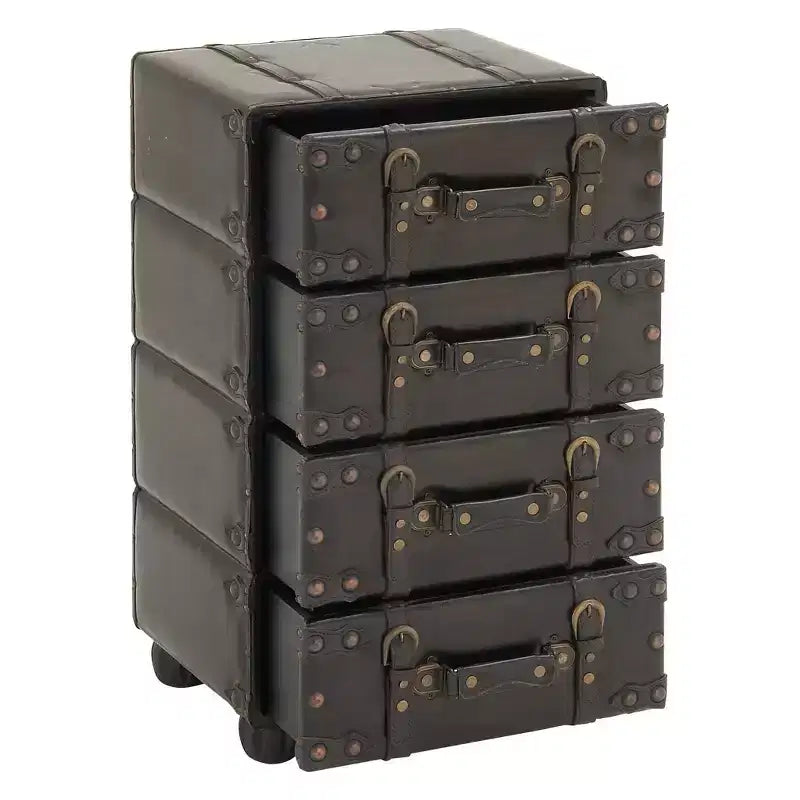 Commode latérale en bois empilé Java foncé – Olivia & May : cadre en bois d'hévéa, aucun assemblage requis, commode à 4 tiroirs