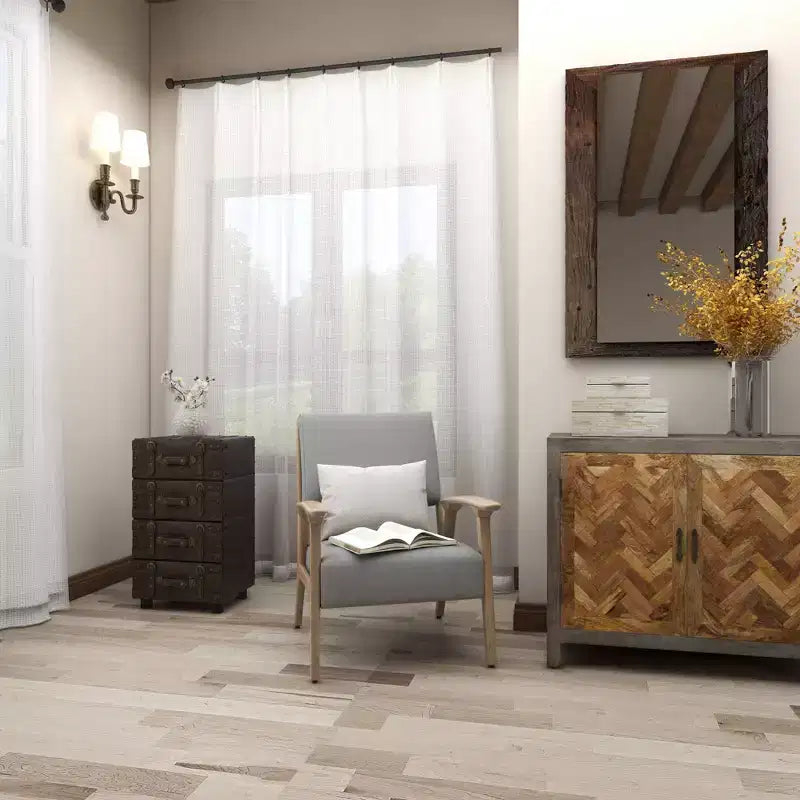 Commode latérale en bois empilé Java foncé – Olivia & May : cadre en bois d'hévéa, aucun assemblage requis, commode à 4 tiroirs