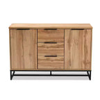 Buffet d'appoint 3 tiroirs Reid Wood & Metal Chêne/Noir - Baxton Studio