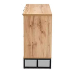 Buffet d'appoint 3 tiroirs Reid Wood & Metal Chêne/Noir - Baxton Studio