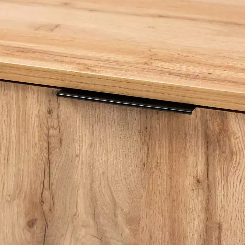 Buffet d'appoint 3 tiroirs Reid Wood & Metal Chêne/Noir - Baxton Studio