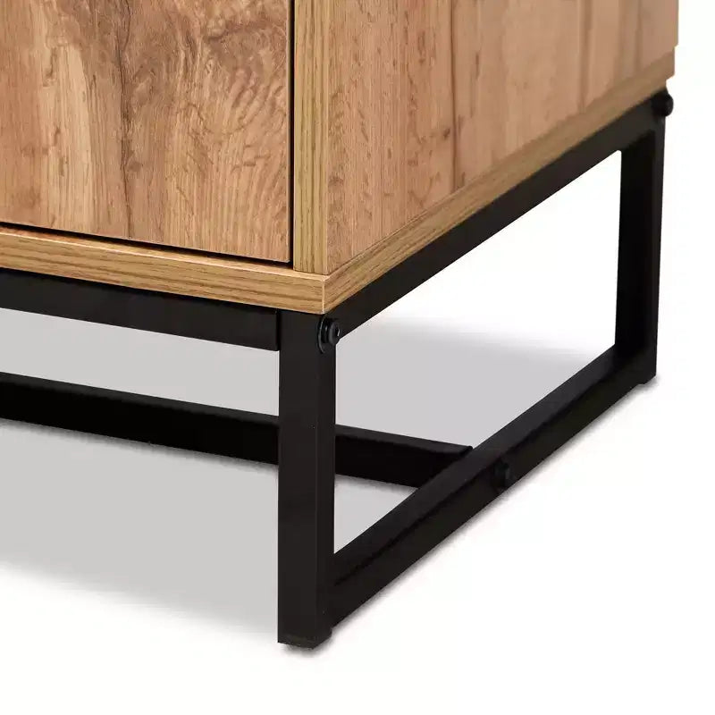 Buffet d'appoint 3 tiroirs Reid Wood & Metal Chêne/Noir - Baxton Studio