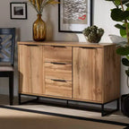 Buffet d'appoint 3 tiroirs Reid Wood & Metal Chêne/Noir - Baxton Studio