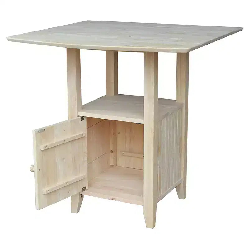 Table de salle à manger bistrot International Concepts à hauteur de bar avec double plateau rabattable non fini : Style scandinave, table de comptoir 2 places avec base de rangement