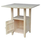 Table de salle à manger bistrot International Concepts à hauteur de bar avec double plateau rabattable non fini : Style scandinave, table de comptoir 2 places avec base de rangement