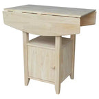 Table de salle à manger bistrot International Concepts à hauteur de bar avec double plateau rabattable non fini : Style scandinave, table de comptoir 2 places avec base de rangement