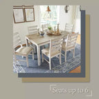 Signature Design by Ashley Ensemble de table de salle à manger Skempton, 7 pièces, brun clair : table rectangulaire moderne, 6 places, non extensible