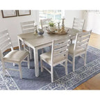Signature Design by Ashley Ensemble de table de salle à manger Skempton, 7 pièces, brun clair : table rectangulaire moderne, 6 places, non extensible