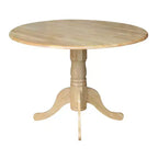 Ensemble de salle à manger 3 pièces International Concepts avec table double 42" et 2 chaises Windsor, finition naturelle : Table ronde en bois massif, avec base piédestal
