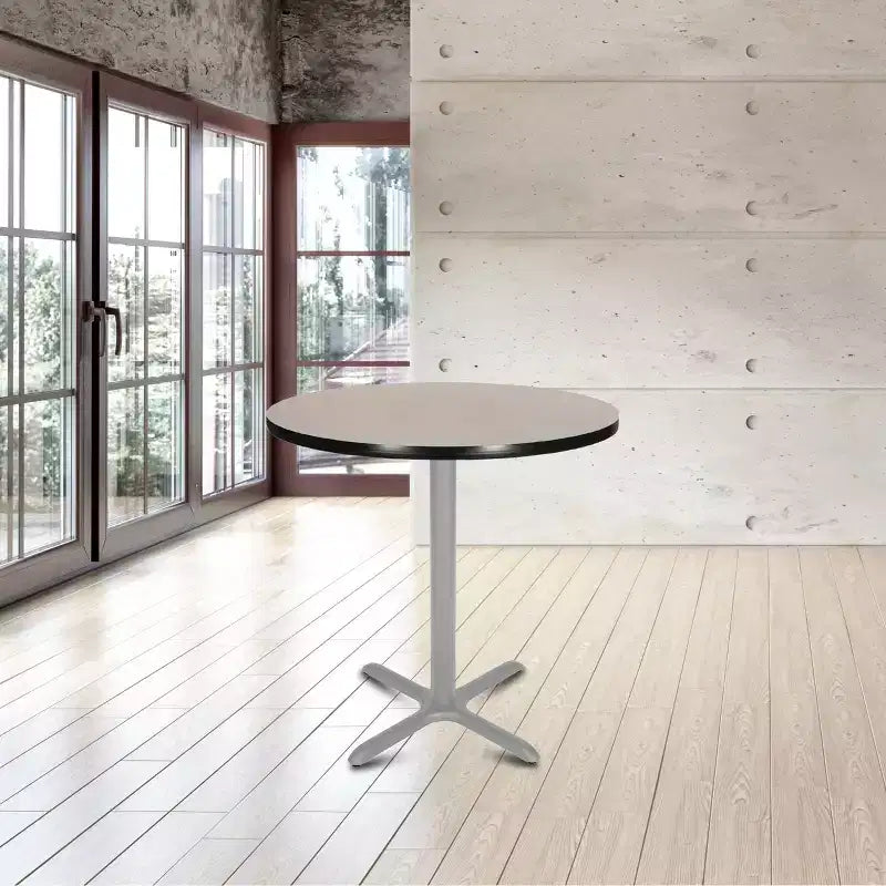 Table de salle à manger ronde avec piètement en X 36 po de la collection Bennet de Hampden Furnishings, gris/gris nébuleuse