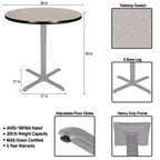 Table de salle à manger ronde avec piètement en X 36 po de la collection Bennet de Hampden Furnishings, gris/gris nébuleuse