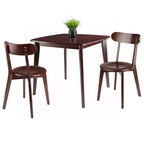 Ensemble repas Pauline 3 pièces Noyer - Winsome : Bois massif, Table carrée, 2 chaises