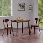 Ensemble repas Pauline 3 pièces Noyer - Winsome : Bois massif, Table carrée, 2 chaises
