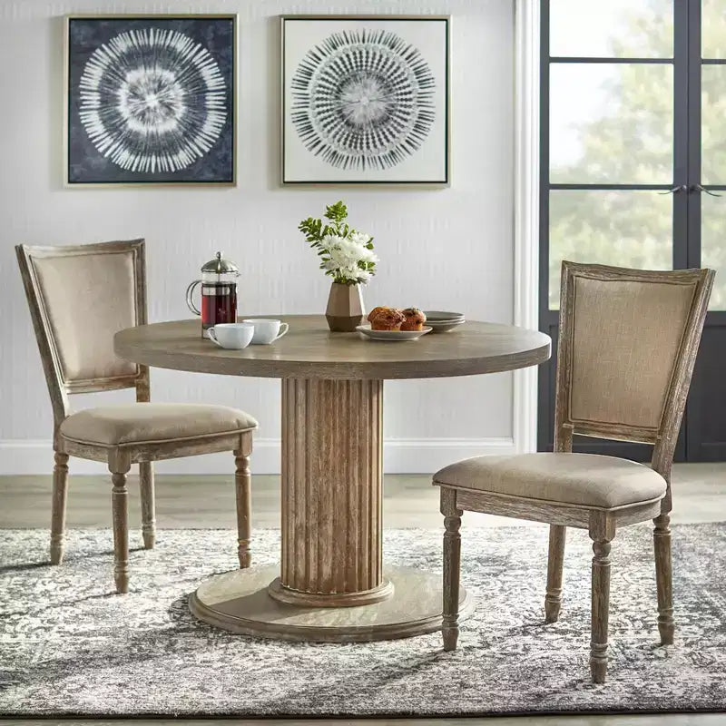 Lifestorey Isla Table à manger ronde sur pied rustique 47,3" finition naturelle récupérée