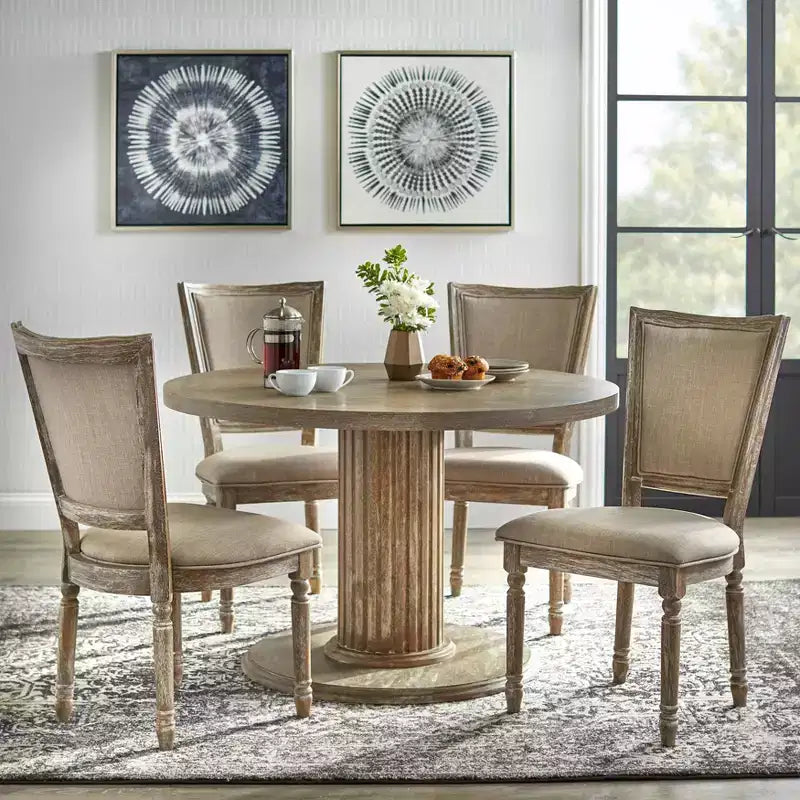 Lifestorey Isla Table à manger ronde sur pied rustique 47,3" finition naturelle récupérée