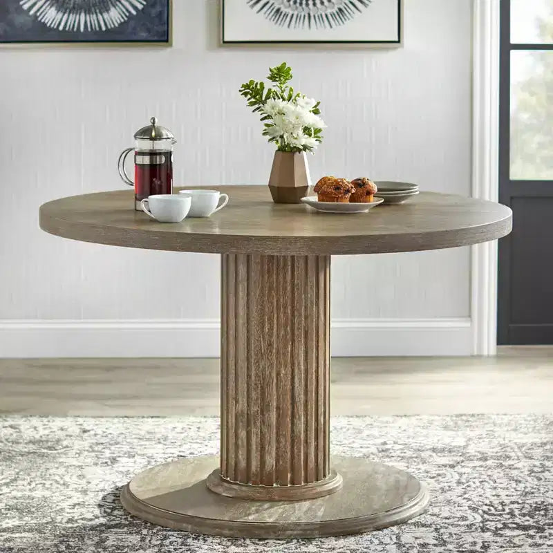 Lifestorey Isla Table à manger ronde sur pied rustique 47,3" finition naturelle récupérée