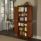 Home Styles Arts & Crafts Pantry Chêne Cottage : Rangement de cuisine traditionnel en bois massif, 4 portes, 4 étagères