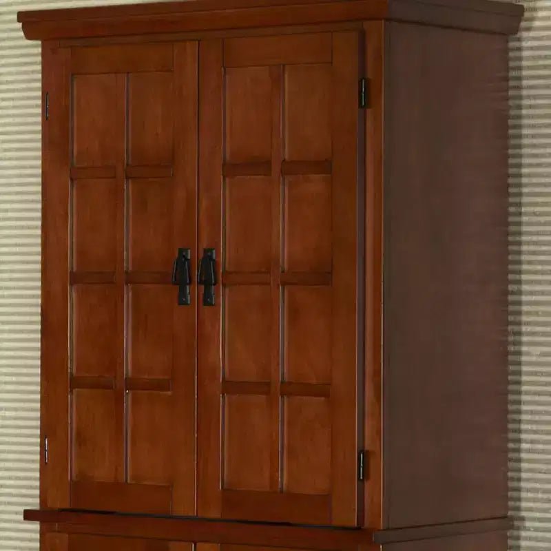 Home Styles Arts & Crafts Pantry Chêne Cottage : Rangement de cuisine traditionnel en bois massif, 4 portes, 4 étagères