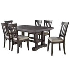 Steve Silver Co. 7pc Napa Dining Set Dusky Cedar: Rectangle Table, Upholstered Chairs, Veneer Finish