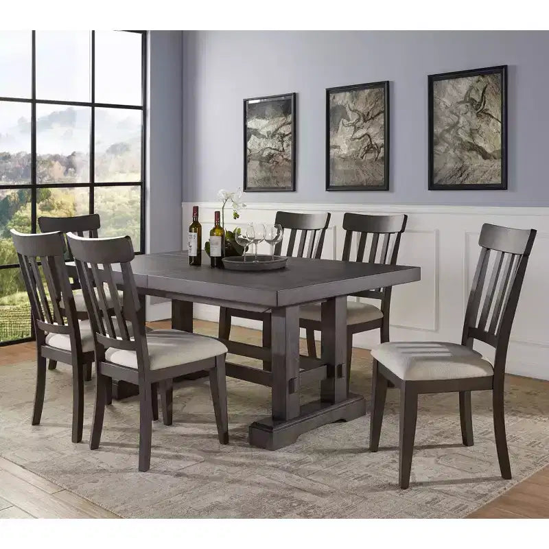 Ensemble de salle à manger 7 pièces Napa Dusky Cedar de Steve Silver Co. : Table rectangulaire, Chaises rembourrées, Fini placage