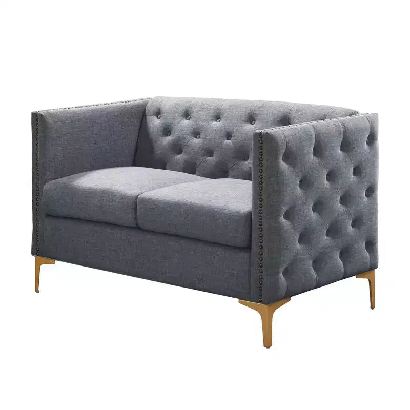 Gasper Tufted Upholstered Loveseat Light Gray - HOMES: Inside + Out