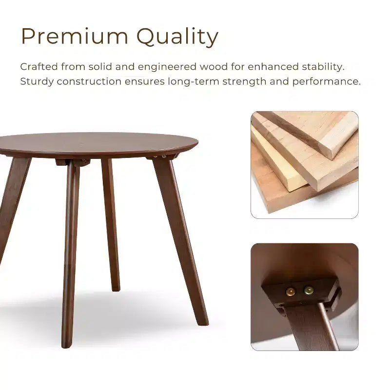 HOMES: Inside + Out Ensemble de 2 tables d'appoint de style moderne du milieu du siècle Creekside avec chaise, couleur noyer