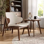 HOMES: Inside + Out Ensemble de 2 tables d'appoint de style moderne du milieu du siècle Creekside avec chaise, couleur noyer